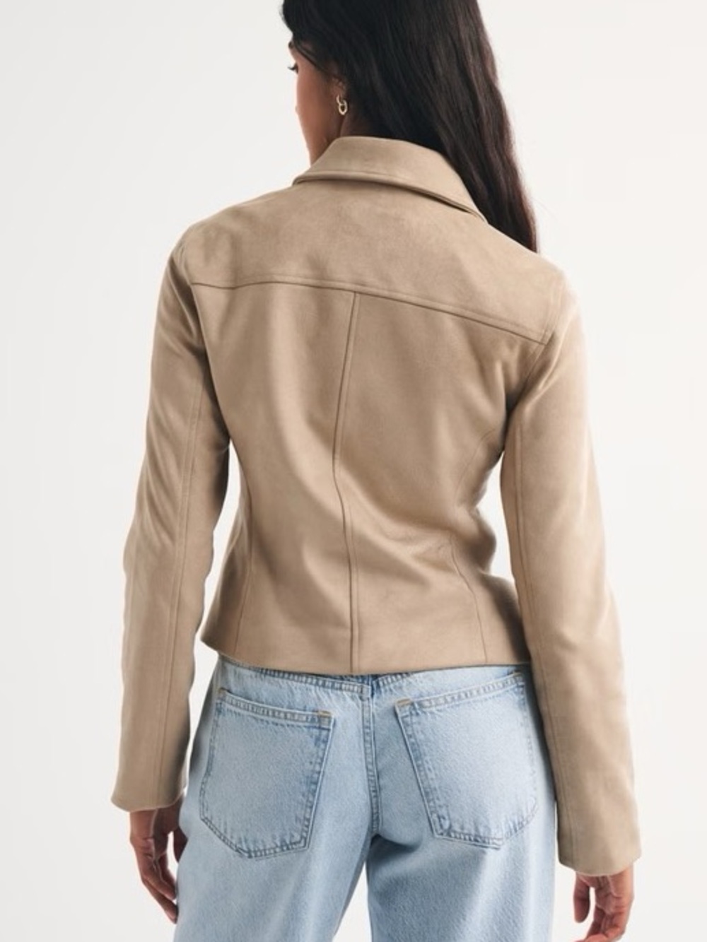 A & F Slim Zip Vegan Suede Tan Jacket Size XL - Picture 3 of 9